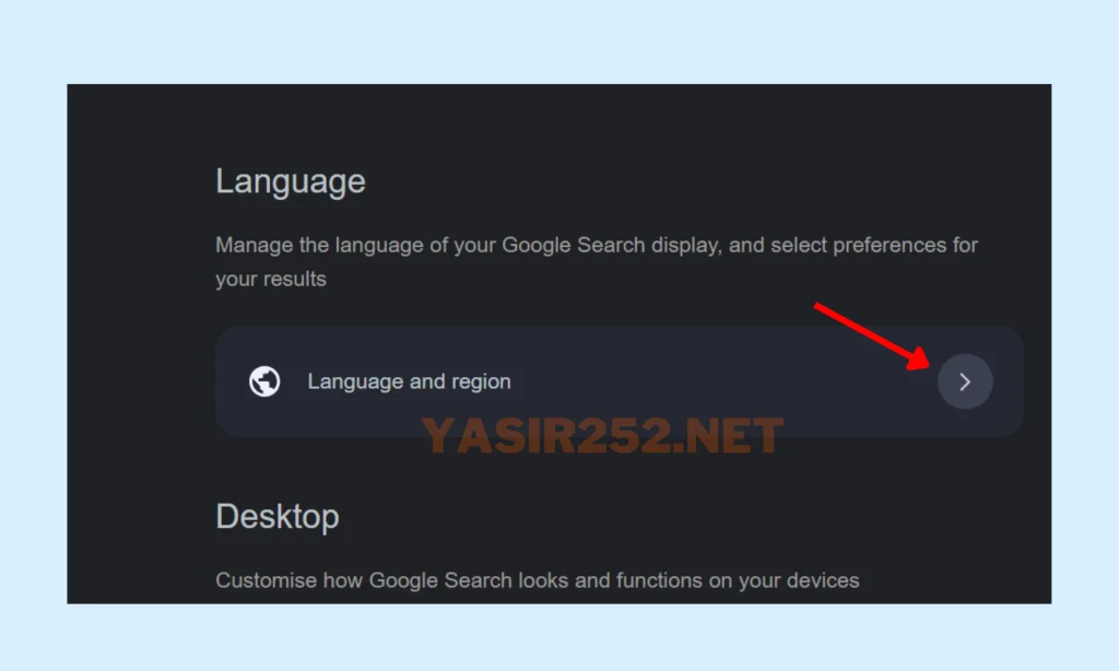 Google Search Language and Region Settings
