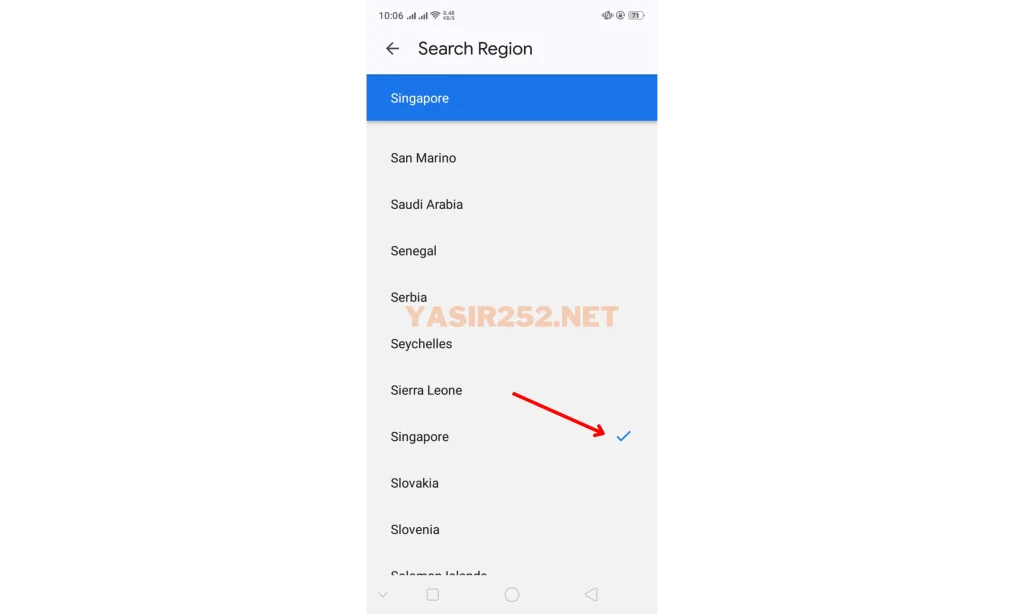 Set Google Search Region for Google Com SG