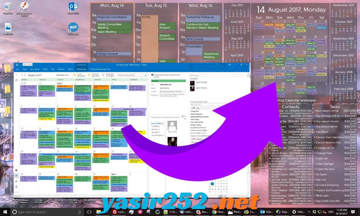Tampilan Desktop Calendar pada desktop Windows