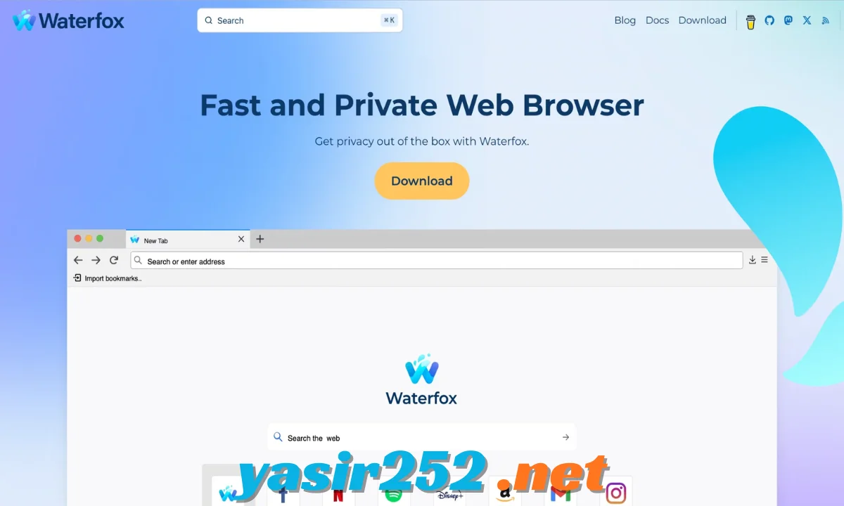 Waterfox dukungan ekstensi Firefox