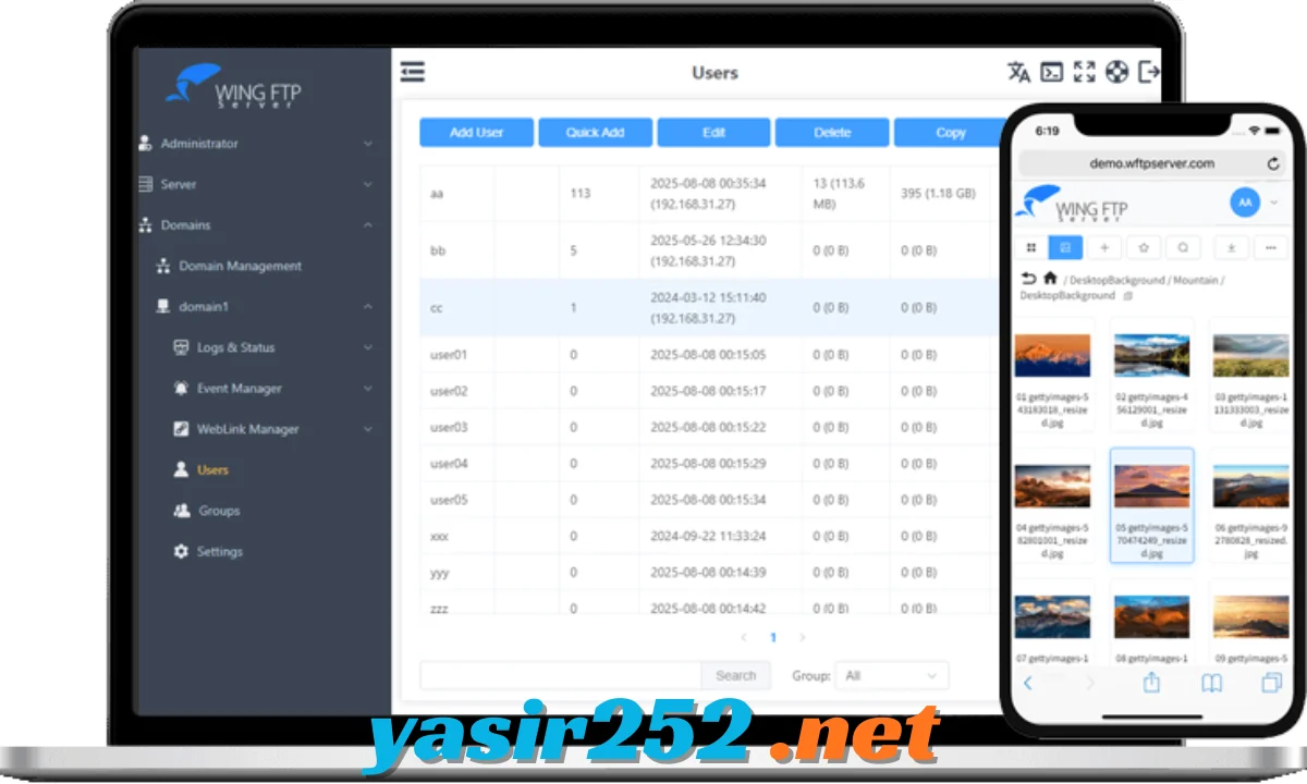 Wing FTP Server group management