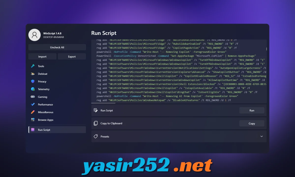 Unduh WinScript gratis untuk optimasi Windows