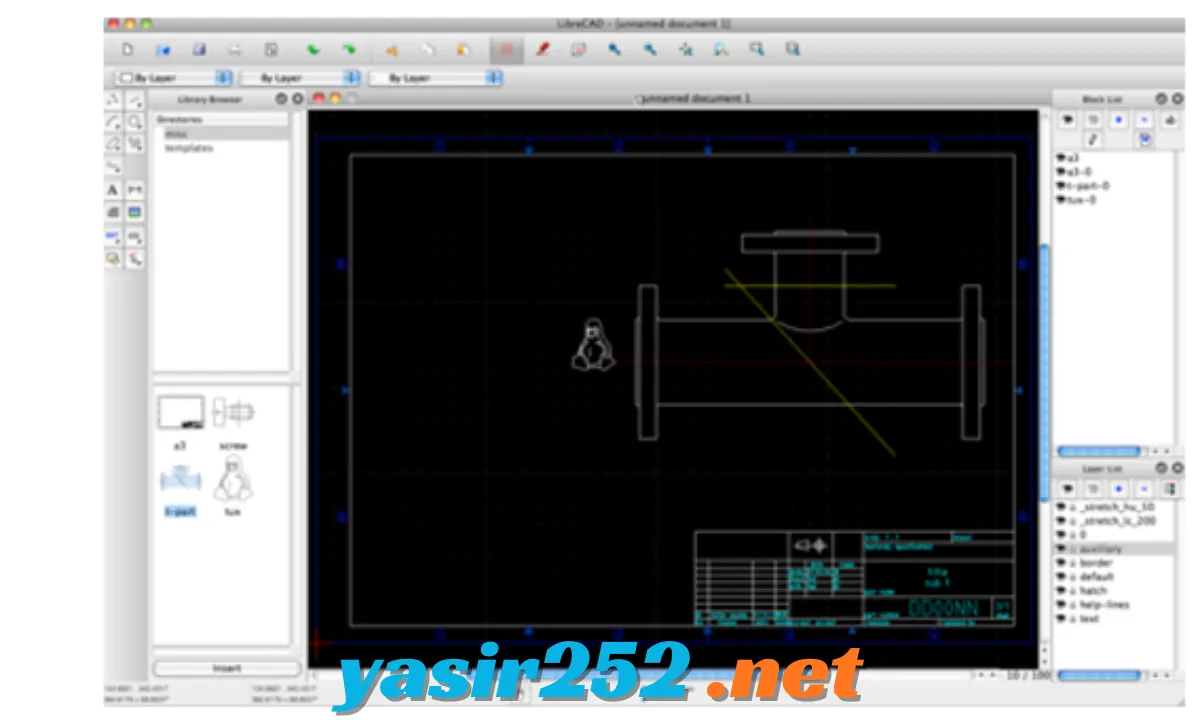 Antarmuka CAD 2D LibreCAD pada Windows