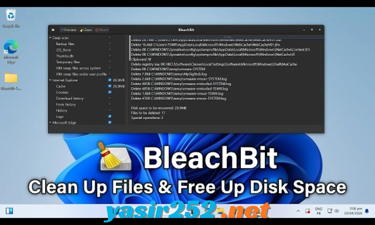 BleachBit system cleaner untuk Windows 11